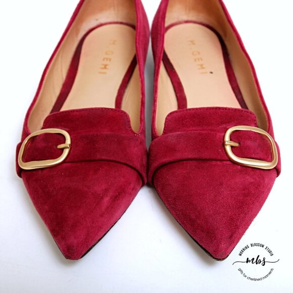 M. Gemi Suede Pointed Toe With Buckle Flats - Picture 12 of 15